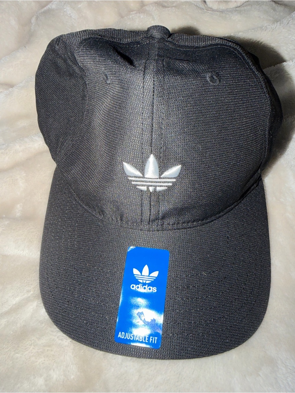 adidas Black Trefoil Baseball Cap with White Logo